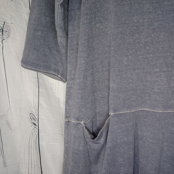 Poetry Blue Ocean Hemp/ Cotton Dress with Pockets - Picture 5 of 15